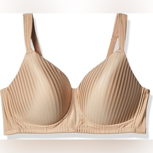 Playtex Secrets Perfectly Smooth Wireless Full Coverage Bra Pinstripe Shiny 38DD - Picture 1 of 12